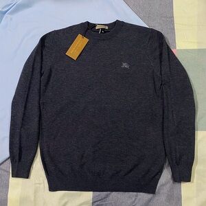 Burberry Knight Logo Black Crew Neck Knit Sweater